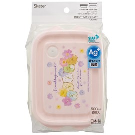 Skater FCN2WAG-A Sealing Container, 16.9 fl oz (500 ml), Set of 2, Sumikko Gurashi, Flower, Made in Japan