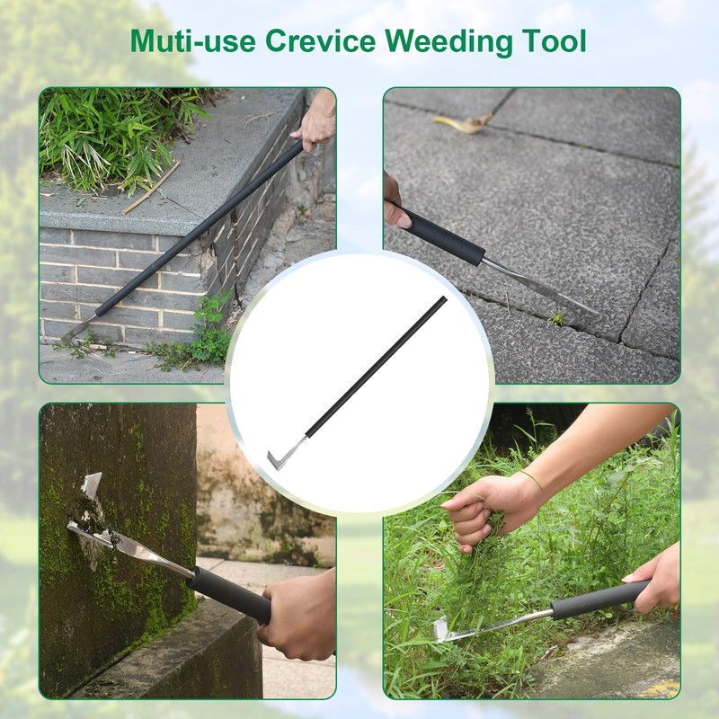 49.2” Long Handle Crack Weeder, 3 Adjustable Length Crevice Weeding