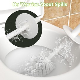 Toilet Brush, 2 Pack Toilet Brushes & Holders Sets with Plastic Handle and Soft Flexible Bristles, 4 Toilet Brush Heads for Bathroom Toilet-Ergonomic, Elegant, Durable Loo Brush (White)