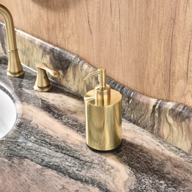 Stainless Steel Refillable Soap Dispenser - 15oz Bottle, Anti-Rust Gold, Kitchen & Bathroom Use