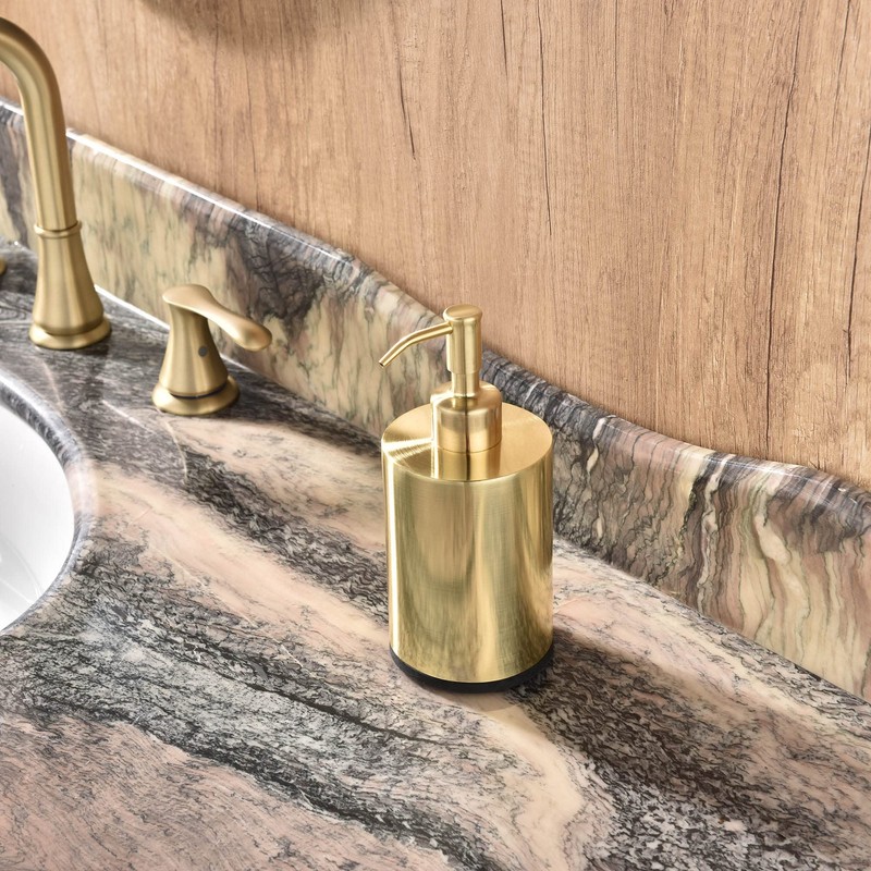 Stainless Steel Refillable Soap Dispenser - 15oz Bottle, Anti-Rust Gold,