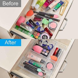25 Pcs Drawer Organizer Storage Trays For Makeup, Kitchen, Bedroom, Office, Desk, Versatile Plastic Clear Drawer Organizer. Boxes