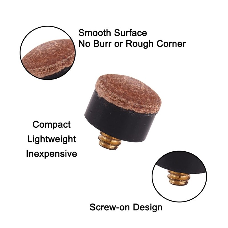 10 Pcs Screw Tip 13mm Pool Cue Tips Replacement Leather