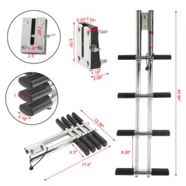 Amarine Made Heavy Duty 4 Steps Boat Marine Dual Vertical Telescoping Tube Stainless Steel Sport Diver Ladder with Mount- 4 Steps - M1085S4