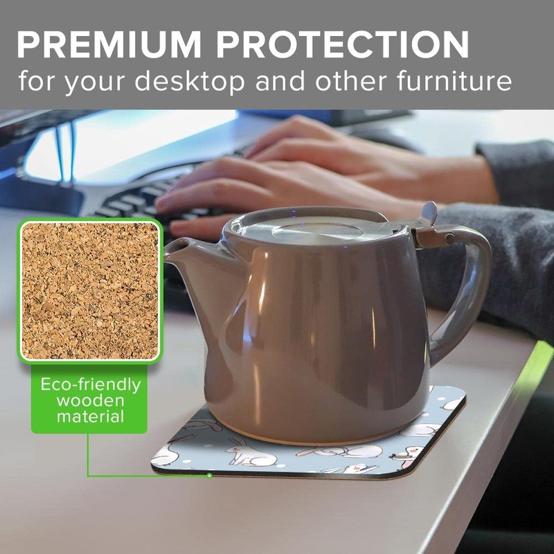 1 x Square Jumbo Size Coaster 12cm Cute Easter Bunny