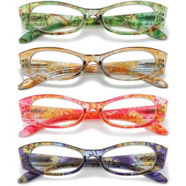 RaoOG 4 Pack Reading Glasses for Women Blue Light Blocking with Spring Hinge,Anti Eyestrain/Dryness/UV Computer Reader Icu Eyewear(2.75 Strength)