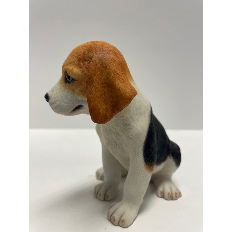 4.25 Inch Beagle Puppy Sitting Decorative Figurine, Brown and White