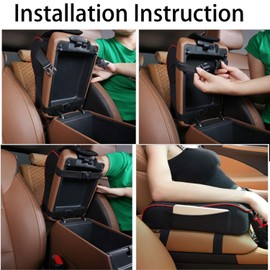 Cojín para reposabrazos de coche EGBANG, reposabrazos de espuma viscoelástica para consola de coche con bolsillos de almacenamiento para teléfono, ajuste universal para la mayoría de coches, Negro, 30cm*16cm*10cm