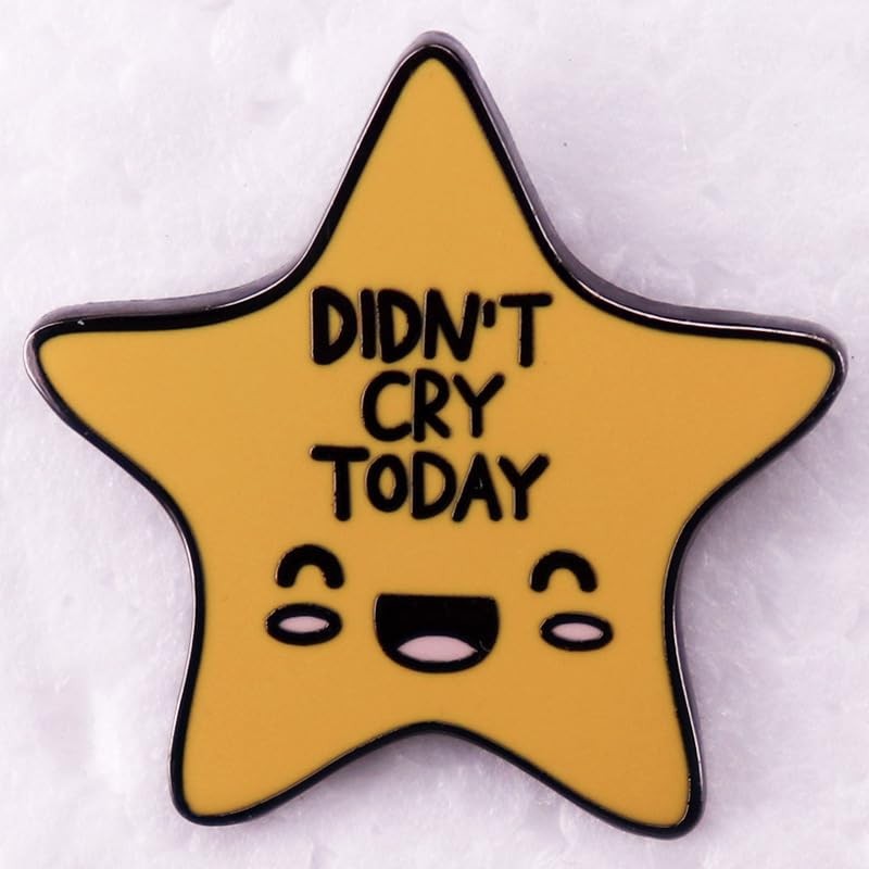 Didn't Cry Today Enamel Lapel Pin Metal Yellow Pentagram Shape