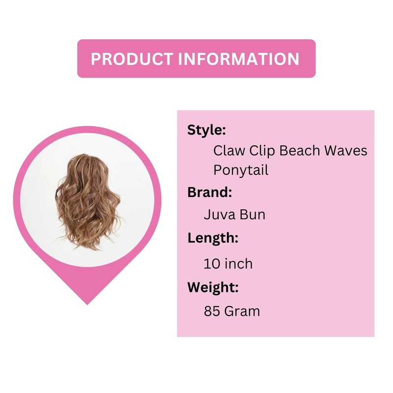 JUVABUN Claw Clip Beach Waves Ponytail Extension 10" -Reddish Blonde