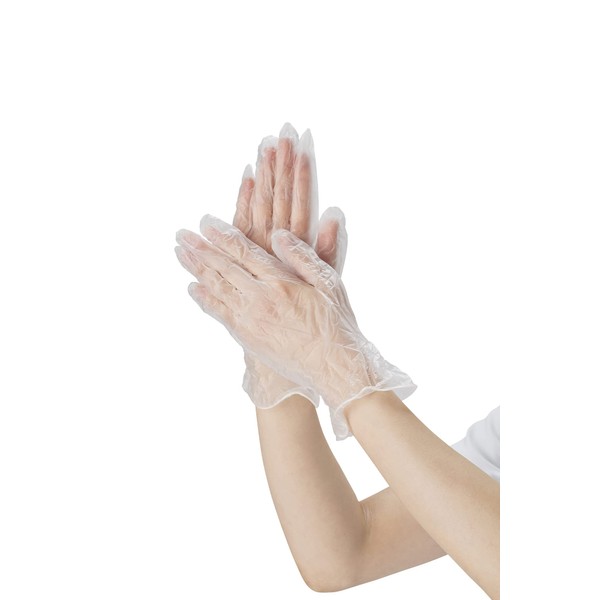 Matsuyoshi Disposable Gloves, Plastic Gloves, Powder Free, Size: L, 100 Pieces, Hospital Use, PVC Gloves, Powder Free
