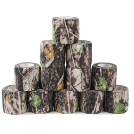 Yoo & Main 12 Roll Camouflage Tape Self Adherent Cohesive Bandage Wrap Camo Wrap Tape Camo Stretch Form Bandage for Camping, Hunting, Flashlight, Bicycle (Bionic Camo)