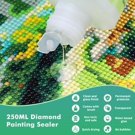 GHHKUD 250 ml Diamond Painting Sealer, Diamond Painting Sealer with Brush - Diamond Painting Accessories - Transparent Diamond Painting Glue