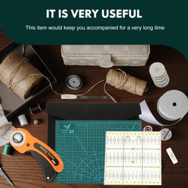 Tofficu 1 Set of Rotary Cutter Kit, Rotary Cutter Tool Kit with Blades, A4 Cutting Mat, Storage Bag Ideal Craft Supplies Set for Fabric Sewing and Quilting