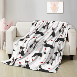 Boston Terrier Bulldog Throw Blanket Soft Warm Lightweight Fleece Throws for Bed Sofa Couch Car 40 x 30in for Pets