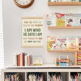 Wheatwin Christian Decor, I Am Who He Says I am Poster Hanger Frame, Home Office Religious Motivational Wall Decor, Inspirational Scripture Bible Verse Gifts 12x16