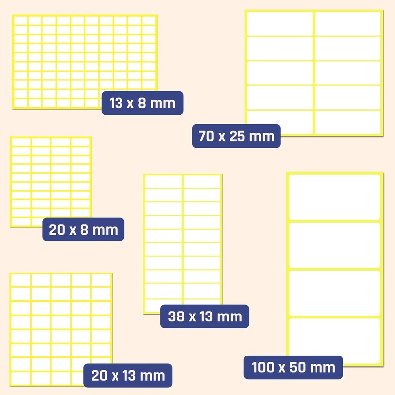 1000 Pieces, 20 x 8 mm - Small Sticky Labels