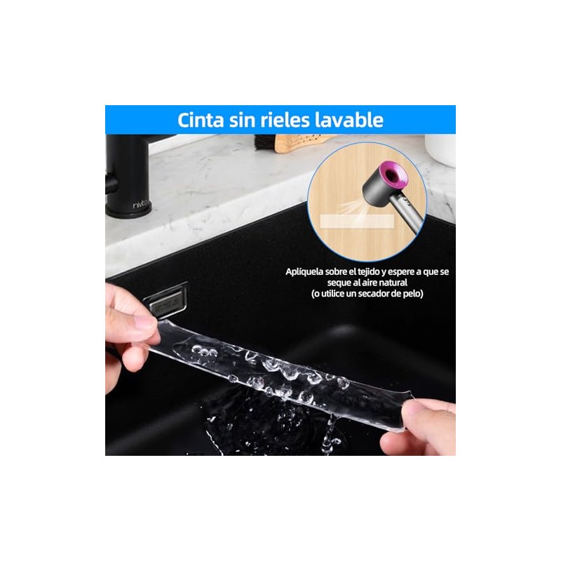 Cinta Nano Adhesiva Doble Cara 5M, Reutilizable Antideslizante
