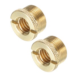 PATIKIL Microphone Stand Adapter 3/8 Female to 5/8 Male Brass Microphone Screw Adapter for Microphone Tripod Stand Gold 2pcs