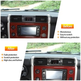 Fit for Toyota FJ Cruiser 2007-2021 Center Console Air Outlet Cover, ABS Front Center Console Dashboard Panel Air Vent Trim Cover Frame Sticker,1 PCS (Black)