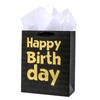 Loveinside Black Birthday Gift Bag with Tissue Paper for Birthday,