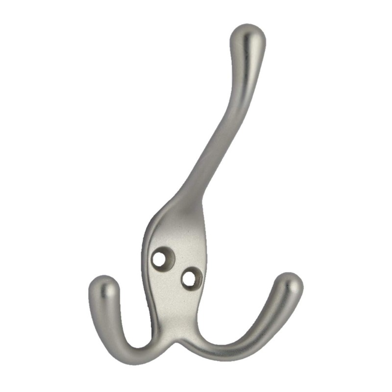 QCAA Coat Hat Hook with Three Prongs, 4", Zinc Die