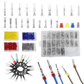 21Types 420PCS Connector Pins Terminal, Automotive Car Electrical Wire Terminal 1/1.5/1.8/2.2/2.8/3.5mm, Non-Insulated Plug Removal Male Female Crimp Pins with 18pin Needle Extractor