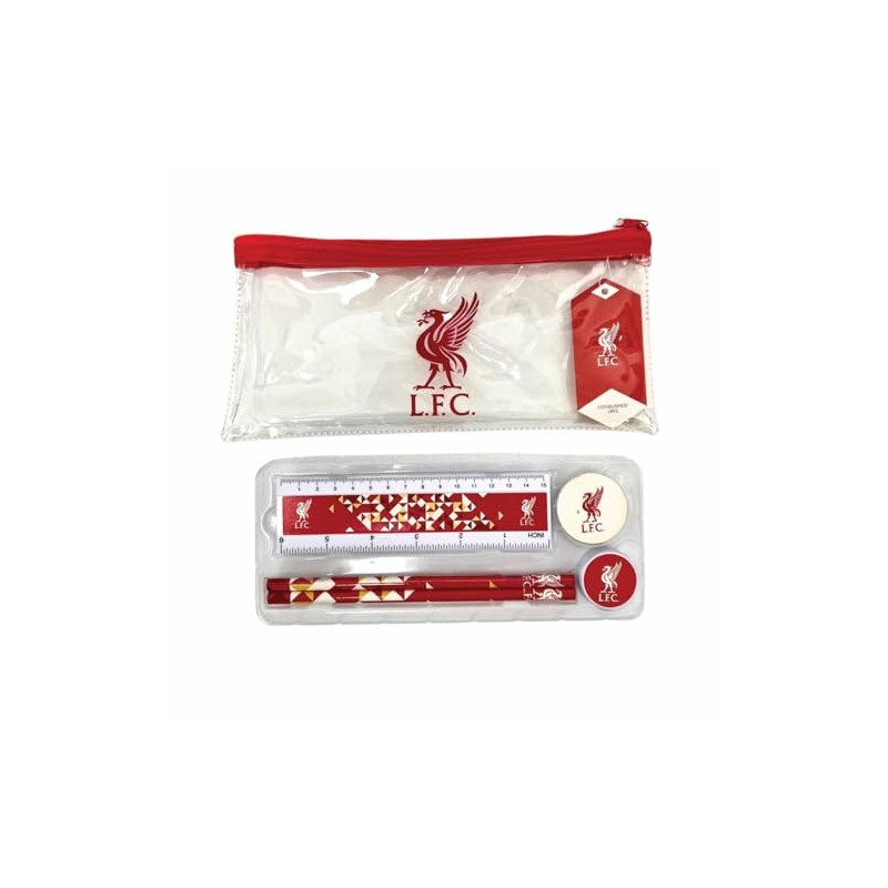 Team Direct Liverpool FC Particle Clear Pencil Case Stationery Set