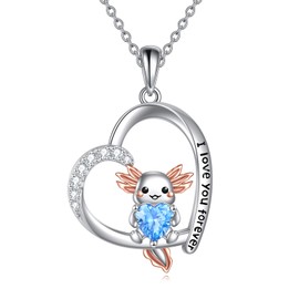 NIFUNAO Heart Axolotl Necklace for Women 925 Sterling Silver Animal Necklace Axolotl Jewelry for Women
