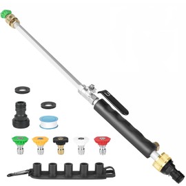 Jetnozzle High pressure hose nozzle for garden hose,7-in-1 Hydro jet nozzle High Pressure Power Washer wand, nozzles watering sprayer cleaning tool, Pressure washer hose attachment (black) (black 1)