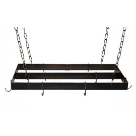 Rogar Black Rectangular Pot Rack with Centerbar