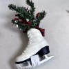 Garsons Ice Skate Christmas Ornament Greenery White Boot Pinecone Ribbon