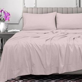 Royale Linens - Sábana encimera de algodón peinado de 300 hilos, 100 % de fibra larga, súper suave, sábana encimera completa, se vende por separado, transpirable, fresco y crujiente solo (individual