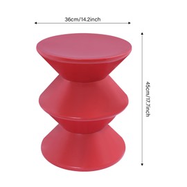 Giciashop Sofa Side Table, Modern Hourglass Shaped End Table 14.2" W x 17.7" H Red Minimalist Side Table Accent Ta-ble for Living Rooms, Bedrooms, Offices (Red)