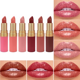 Travel Lipstick Set,Shimmer Matte Lipstick Set - Waterproof Makeup Lip Sticks for Party Wedding Bridal Teens Everyday Use