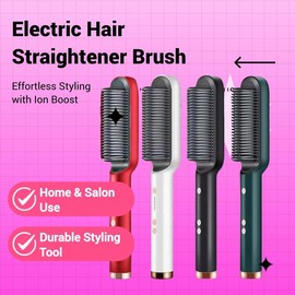Electric Hair Straightener Brush, 1 Count Durable Hair Straightening Comb, Hair Styling Tool for Home & Salon Use, Hairdressing Tool, Hair Styling Tools, Hair Straightener:_White_one-size