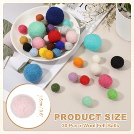 sourcing map 30 Pcs Wool Felt Balls Beads, 0.6 Inch Felt Pom Poms for Crafts, Handmade Pompoms Bulk Small Bead for Nursery Handicrafts and DIY Art Decoration, Light Pink
