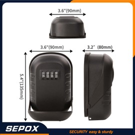 SEPOX® Metal Key Lock Box with 4-Digit Combination, X-Large Space, 6-10 Keys Capacity, Anti-Dust Cover & Wall Mount Storage for Home, Office, Outdoor, Weather-Resistant Cover, Easy Installation