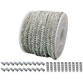 PAMIR TONG Rhinestone Glitter Rope 6 Yards 0.2'' Bling Shoe Laces String Shine Cords for Shoes, Jewerlry Making DIY (Silver#357-01)