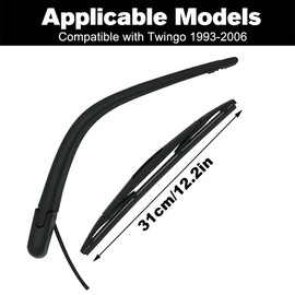 Ruolin Car Rear Wiper Black Replacement Rear Wiper Arm + Windscreen Wiper Set Replacement for Twingo 1993-2007