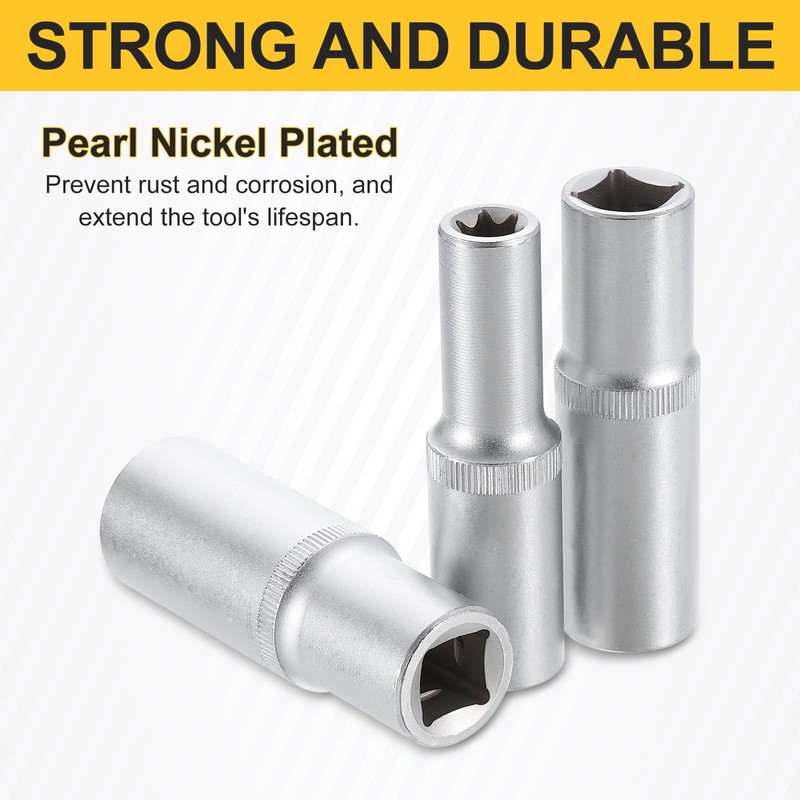 sourcing map E-Torx Socket 1/2" Drive E8 External Torx Deep