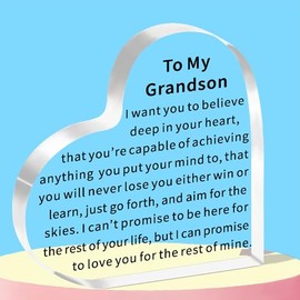 WTOPP Grandson Gifts Grandson Inspirational Acrylic Plaque Gifts Grandson Graduation Gifts Birthday Christmas Gifts Present For Grandson