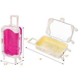 Yopay 12 Pack Mini Suitcase Party Favor Box, Mini Luggage Trolley Candy Box, Cute Clear Tiny Gift Packaging Box for Girls Birthday Party Wedding Family Vacation Jewelry False Eyelashes Storage, 6Color