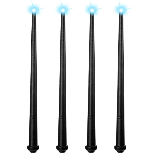 4 Pieces Light-Up Wand Magic Light and Sound Toy Wizard Wands, Illuminating Wand, Costume Accessory for Halloween Party Cosplay Masquerade (Black)