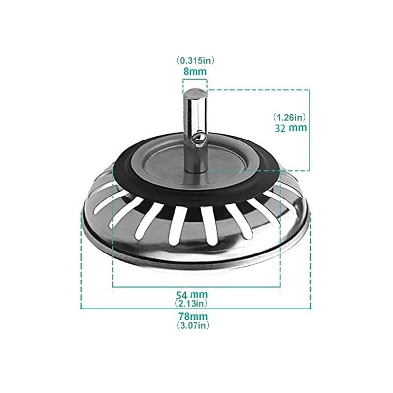 Kitchen Sink Strainer Plug, 78mm Hole Stainless Steel Sink Strainer