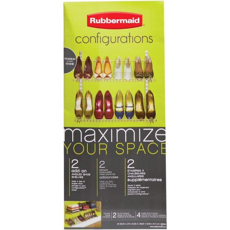 Rubbermaid Configurations Shoe Shelf, Titanium, Floating Shelves for Shoe Organization/Storage