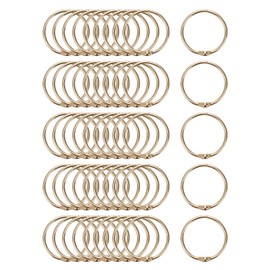 Xiaoyztan 50 Pcs Loose Leaf Opening Ring Buckles Note Book Binder Rings Iron Hanging Rings Keyrings (Inner Diameter 1.2-Inch Gold)