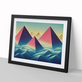 Futuristic Pyramids Abstract H1022 Framed Print for Living Room Bedroom Home Office Décor, Wall Art Picture Ready to Hang, Black A4 Frame (34 x 25 cm)