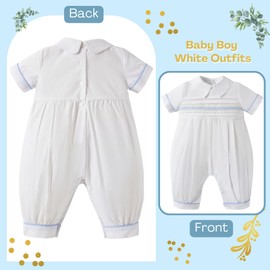 Booulfi Half Way To One Baby Boy Baby Boy Outfits 6-9 Months Boys Wedding Outfit Formal White & Blue Clothes for Family Gatherings,Photoshoot, Weddings, and Birthdays
