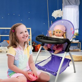 ANIVIA Baby Doll High Chair, High Chair for Dolls Up to 16'', Purple (DH010-PURPLE)